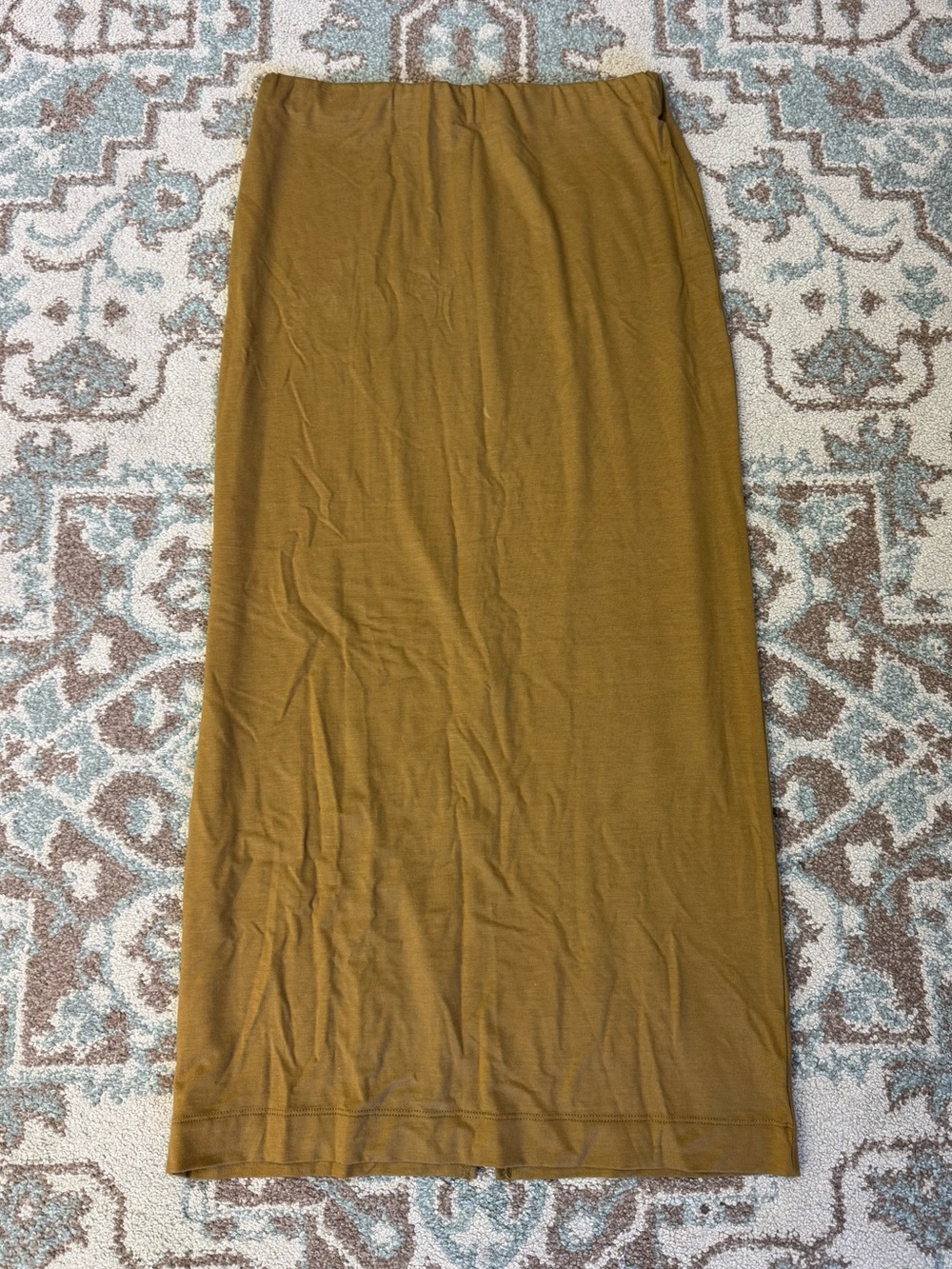Reformation Mustard Maxi Skirt Size L Slit Back Stretchy